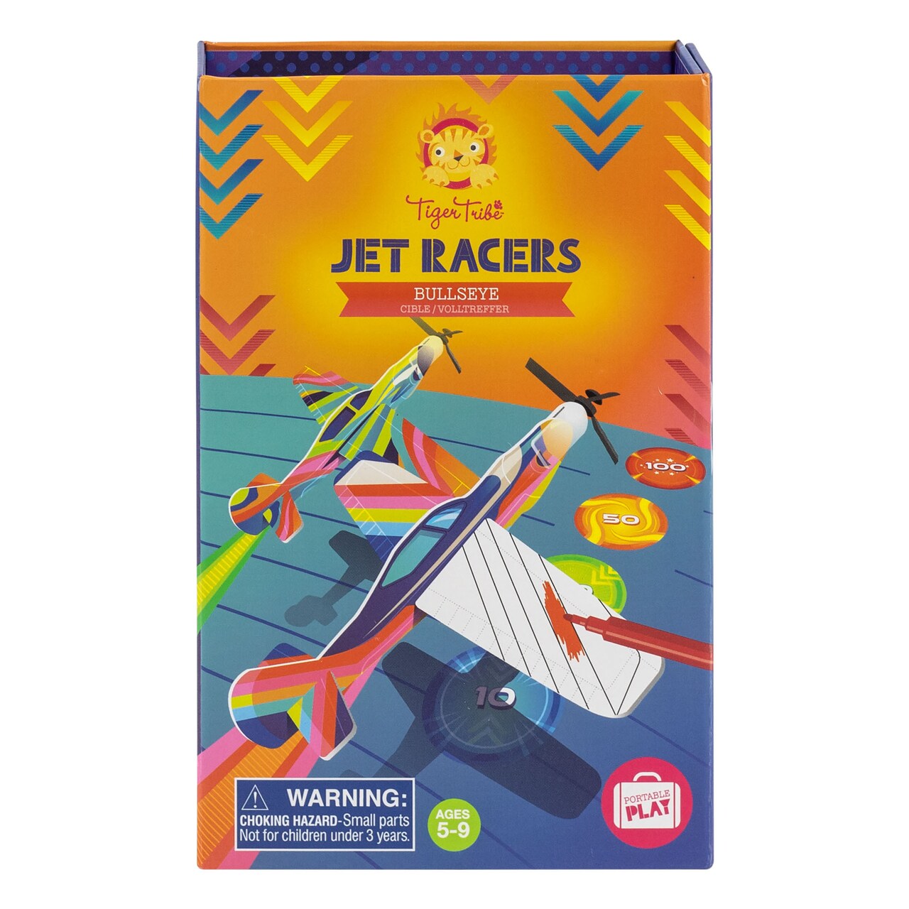 Tiger Tribe: Jet Racers - Bullseye - Color & Build Foam Planes, Colorful Retro Designs, W/ Propellors & Nose Cones, Design & Play, Crafts Kids Ages 5+